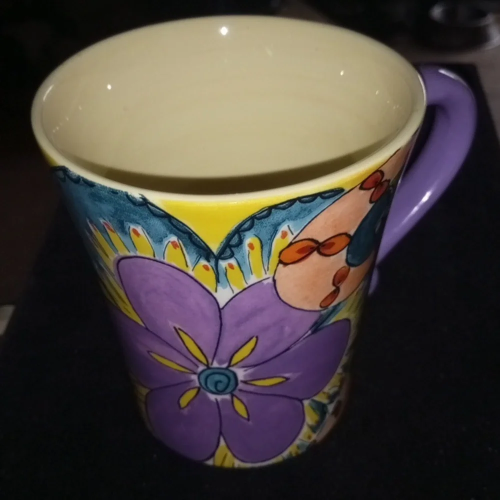 Set Of Two, Pfaltzgraff Purple and Yellow Floral Mug, Merisella